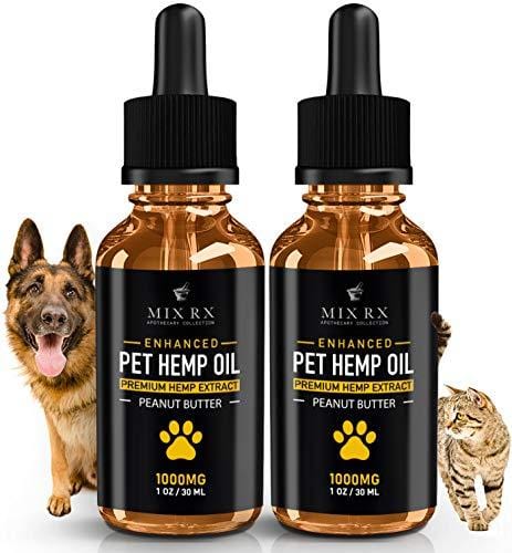 (2 Pack | 1000mg) Hemp Oil for Dogs Cats Pets, Organic Calming Dog Treats for Separation Anxiety Pain Relief – Natural Hemp Extract Stress Sleep Aid – Zero THC CBD Cannabidiol – Joint Hip Supplements